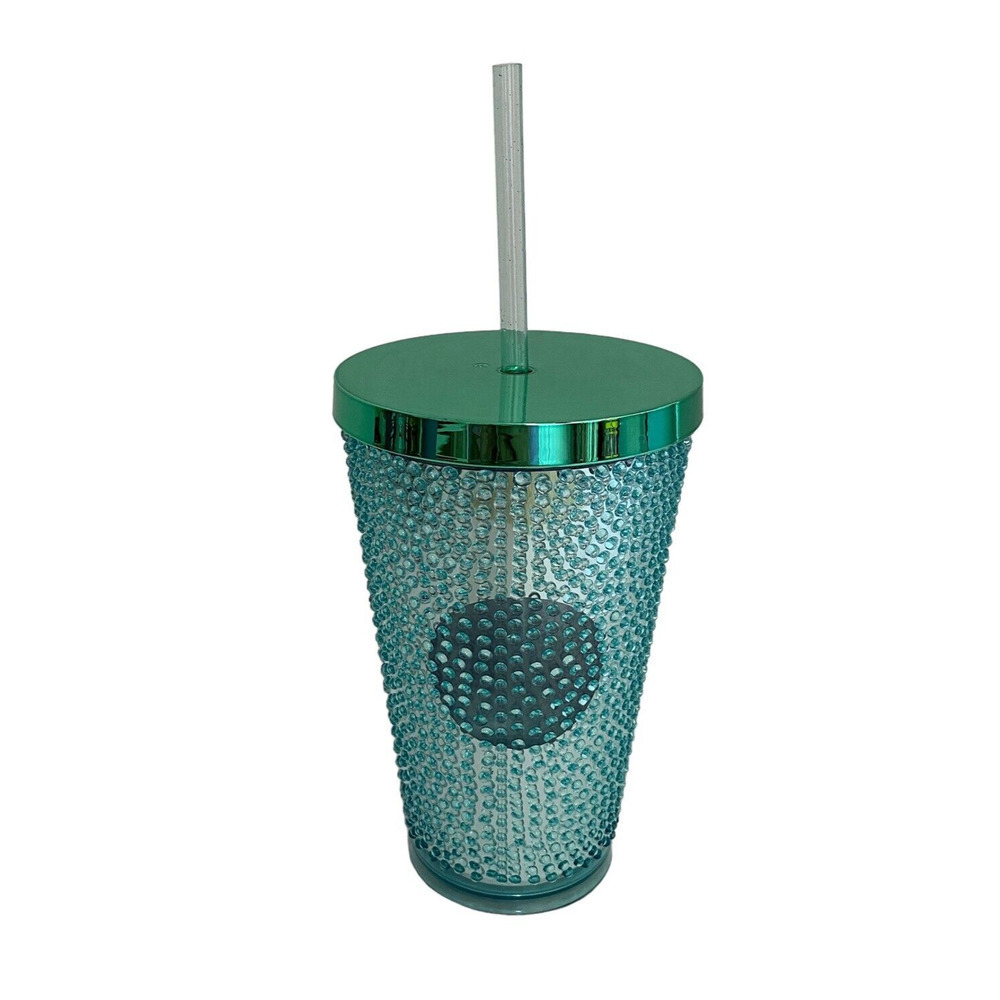 Starbucks Mint Teal Studded 16oz Cold Tumbler W/Straw Grande 2014